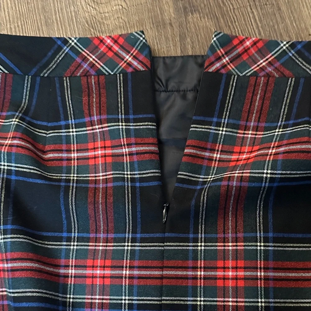 J. Crew Plaid Pencil Skirt Size 2 Red Blue Black Tartan Preppy Career - Picture 6 of 14